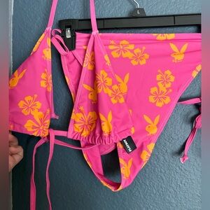 PLAYBOY Hot Pink Bikini with Yellow Floral Print xl
